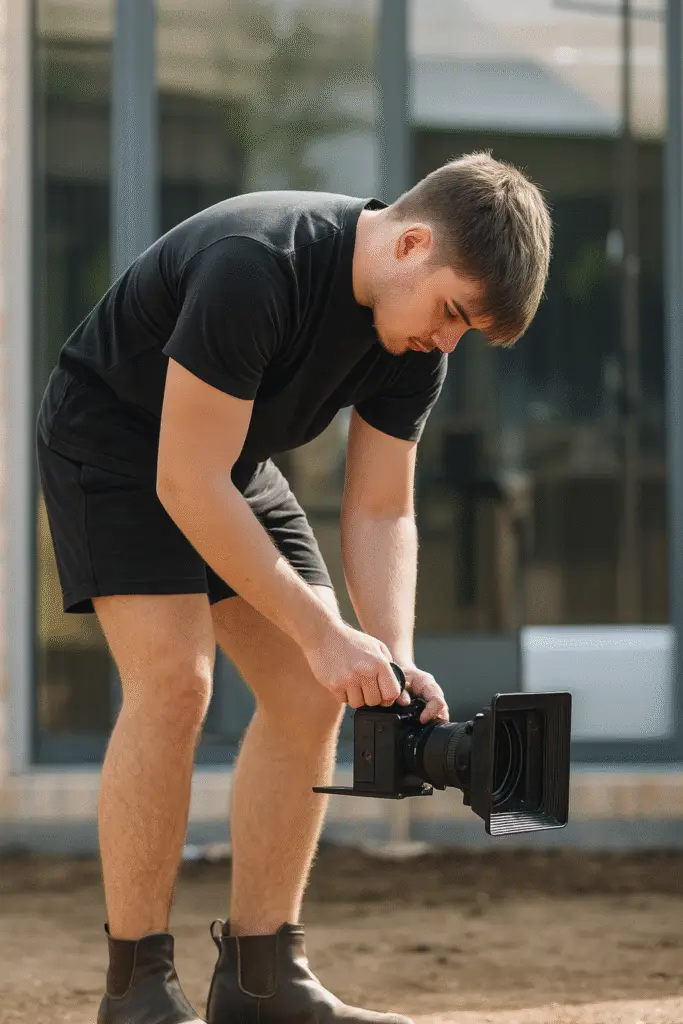A videographer filming on a job site in Brisbane, showcasing how Brisbane businesses use video to get more leads.
